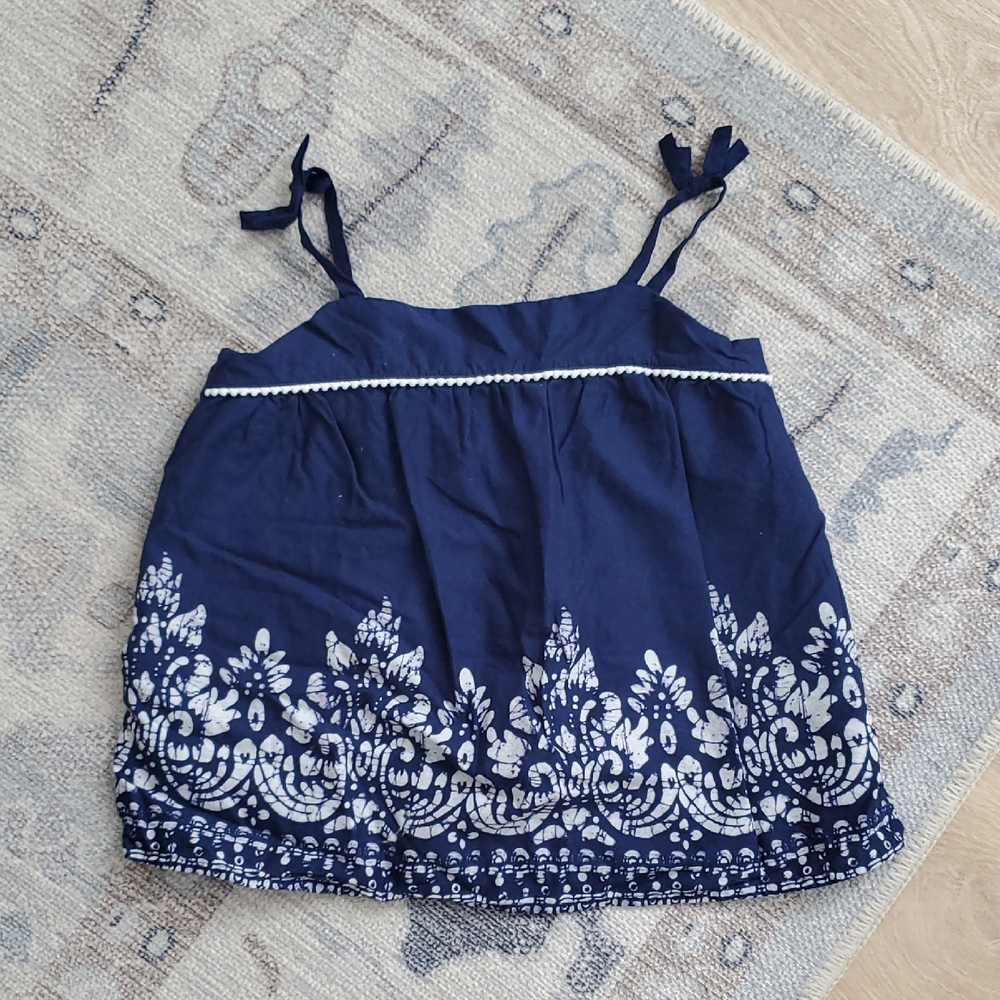 Janie and Jack Girls Border Print Tank Top Medieval Blue Sz6